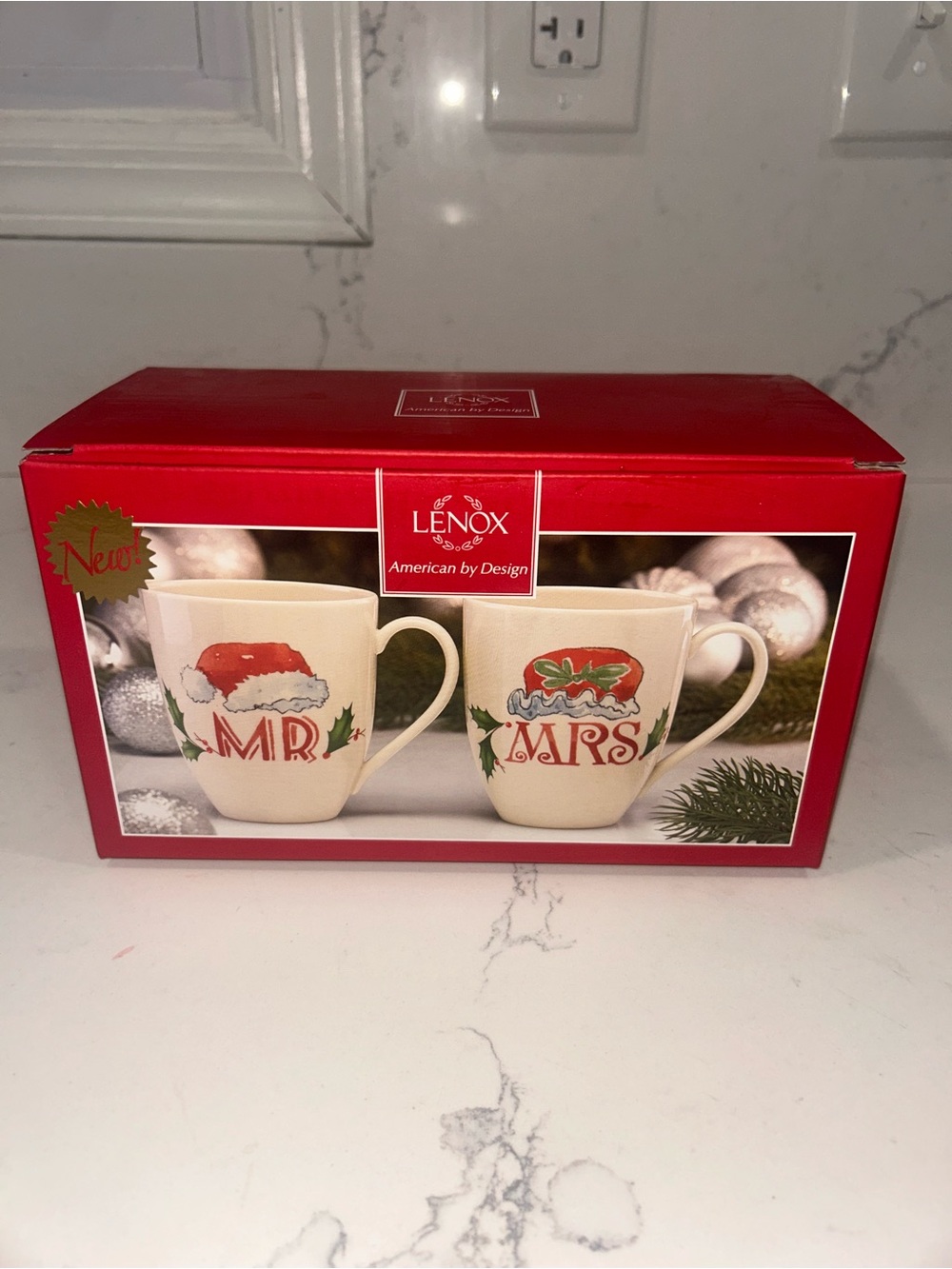 Lenox Christmas Mr and Mrs Santa Claus Mug Set 2 Piece New In Box